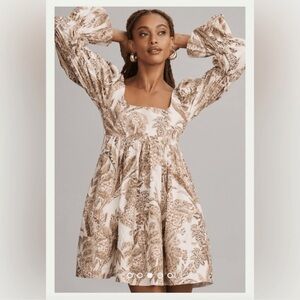 Anthropologie Pilcro Square-Neck Corduroy Babydoll Mini Dress